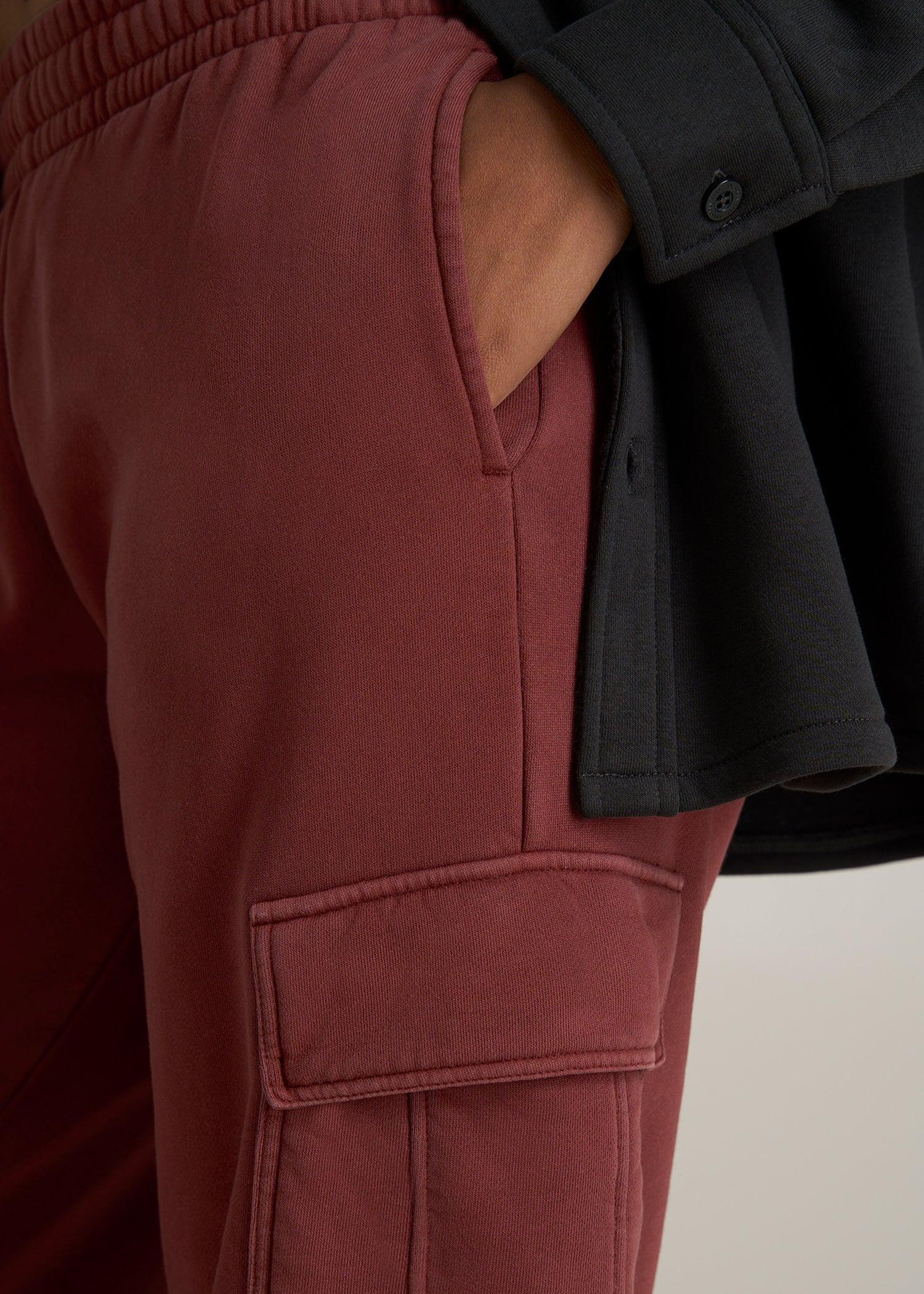 Mid Rise Cargo Fleece Sweatpants for Tall Women in Intense Rust Product Image