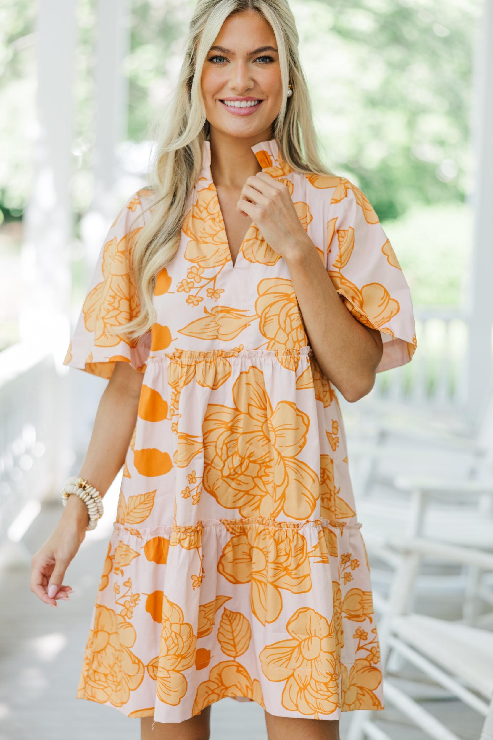 Feeling Your Best Mustard Yellow Floral Dress Female Product Image