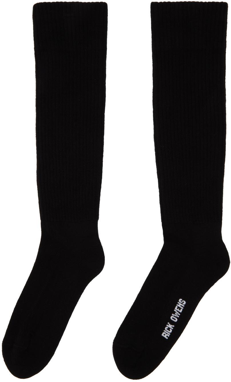 RICK OWENS Black Knee High Socks In 0911 Black/milk Product Image