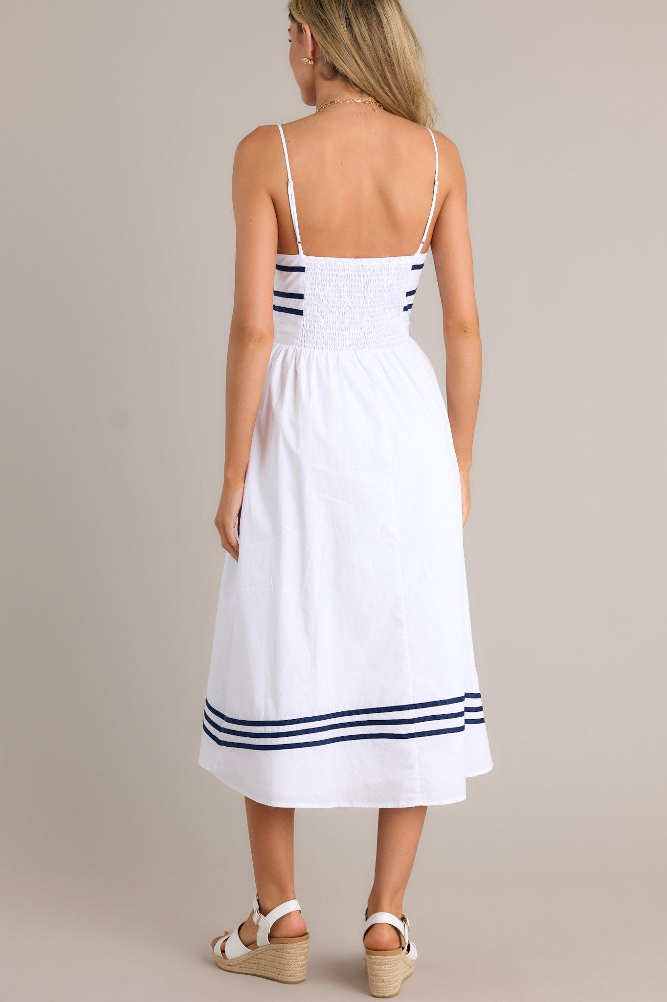 Sweet Melody Cotton White Drop Waist Midi Dress Product Image