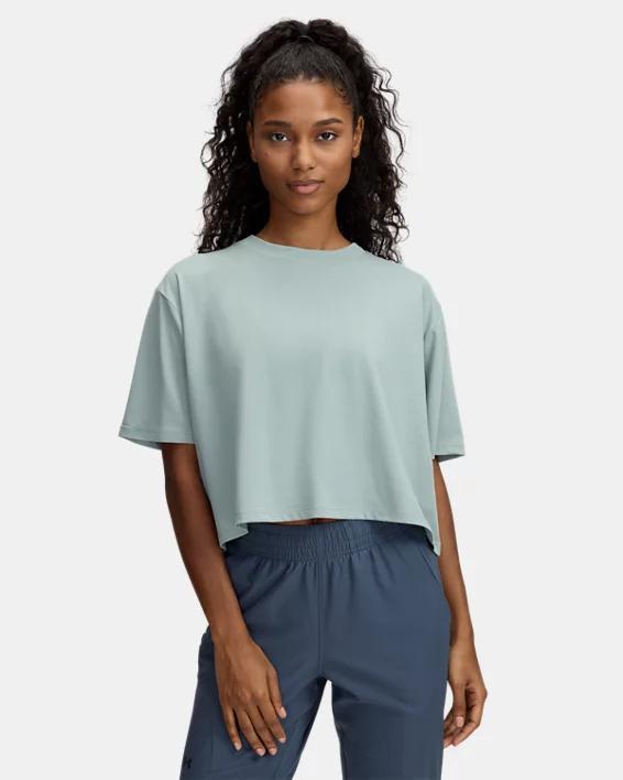 Women's Under Armour Rival Short Sleeve Cropped Tee, Size: Small, White Product Image