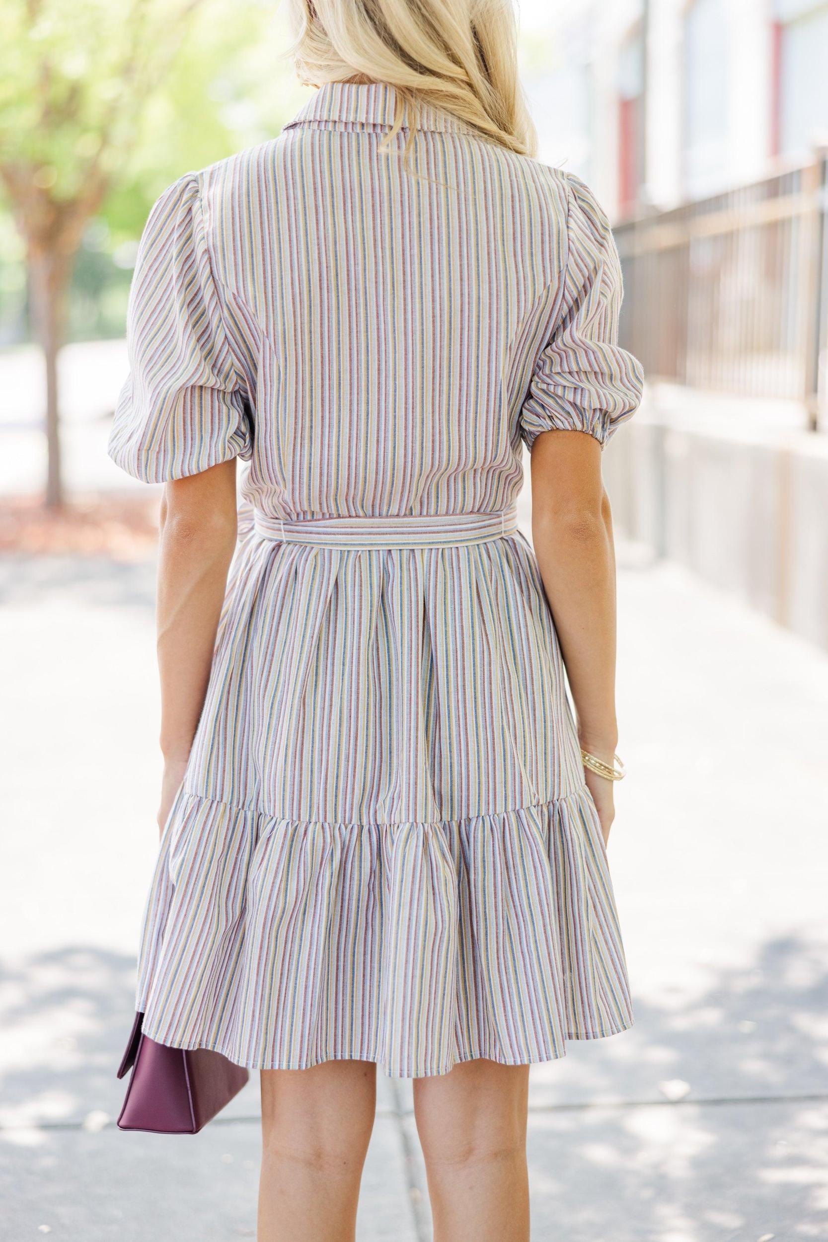Win Their Hearts Blue Striped Dress Female Product Image