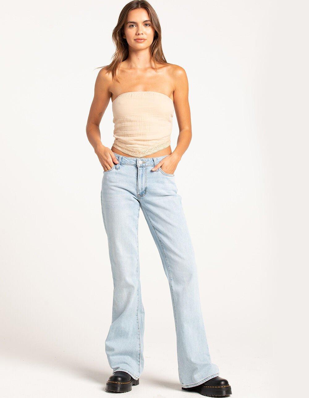 FULL TILT Gauze Crochet Trim Womens Tube Top - TAN Product Image