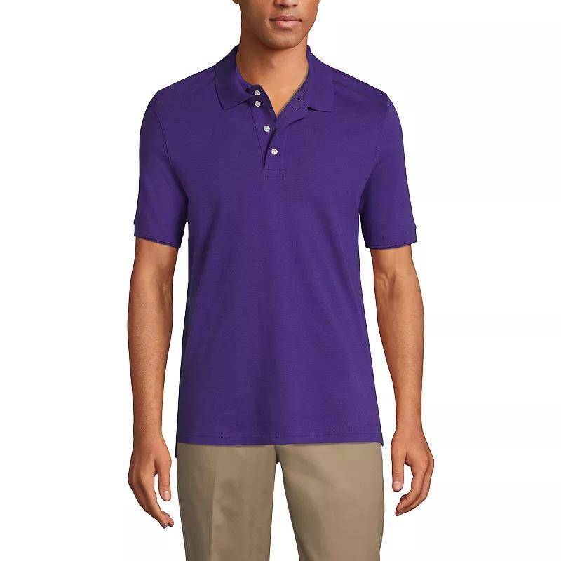 Men's Lands' End Short Sleeve Interlock Polo Shirt, Size: Large, Orange Spice Product Image