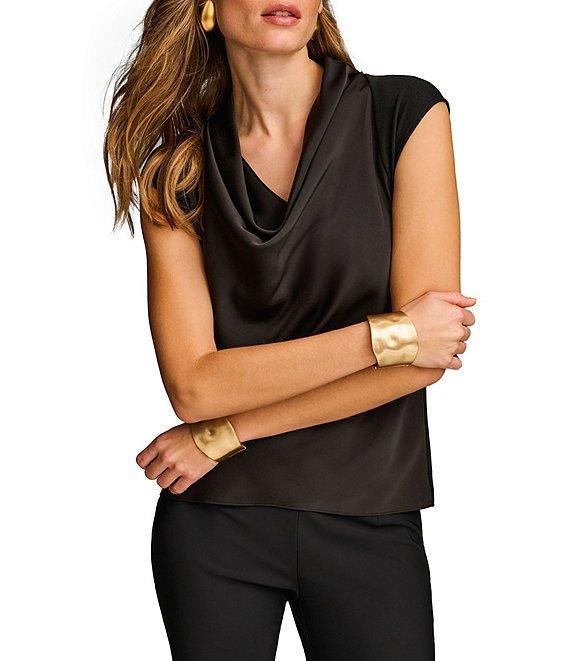 Donna Karan Knit Cowl Neck Short Sleeve Blouse Product Image