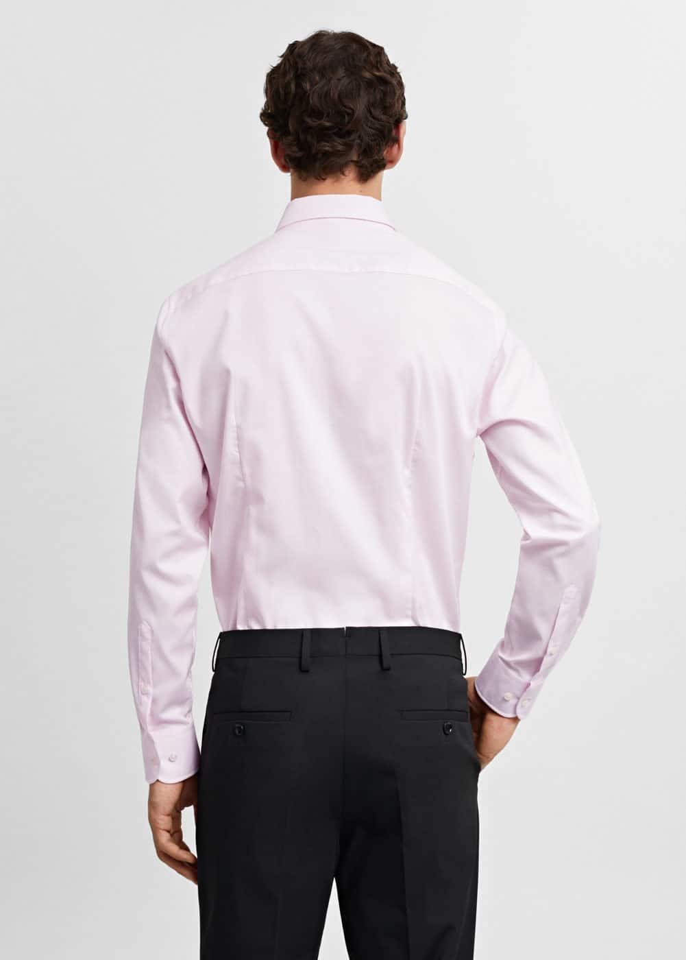 Slim-fit micro-stripe twill suit shirt - Men | MANGO USA Product Image