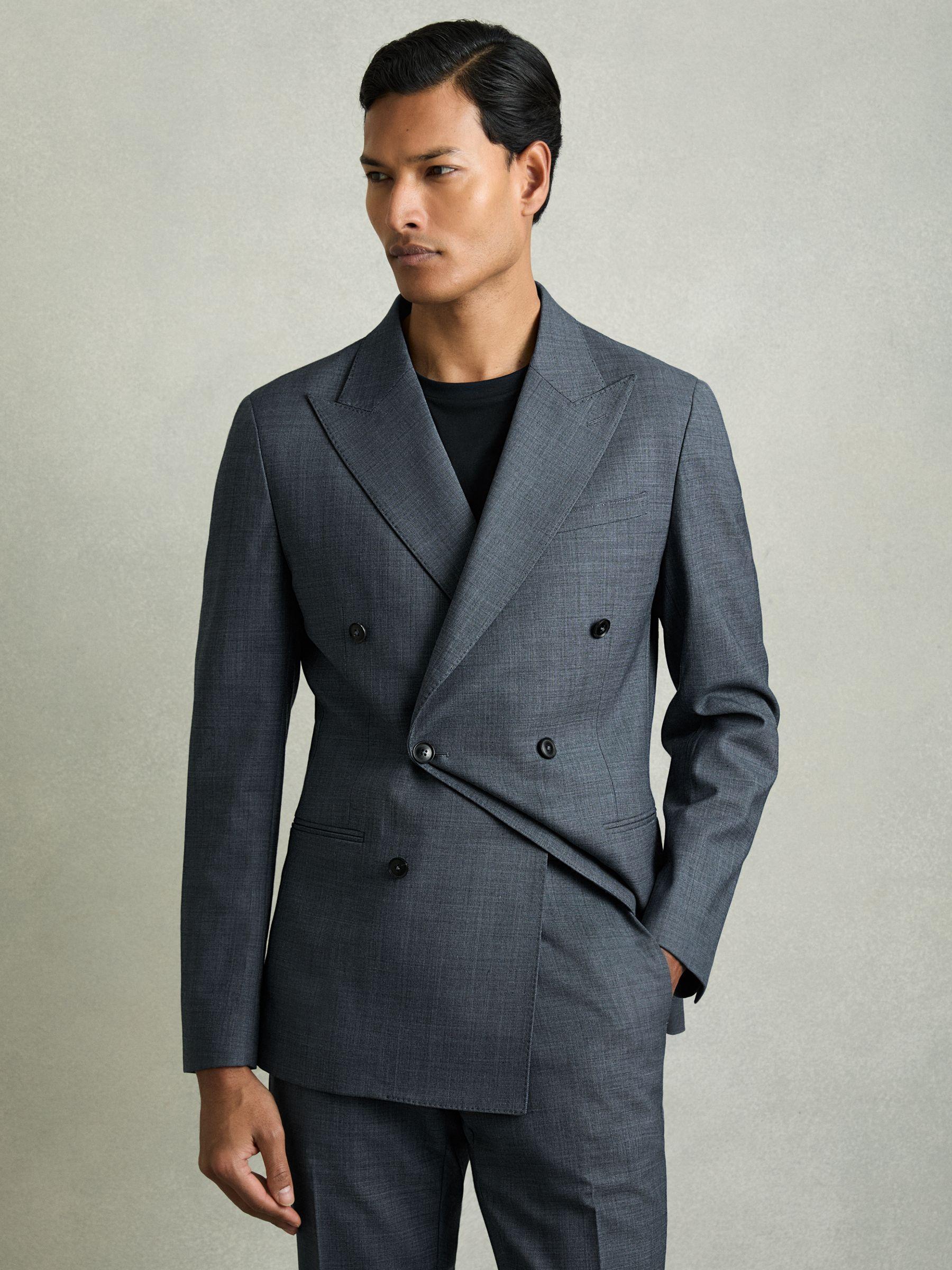 Slim-Fit Pinstripe Suit Trousers in Oatmeal/White Product Image