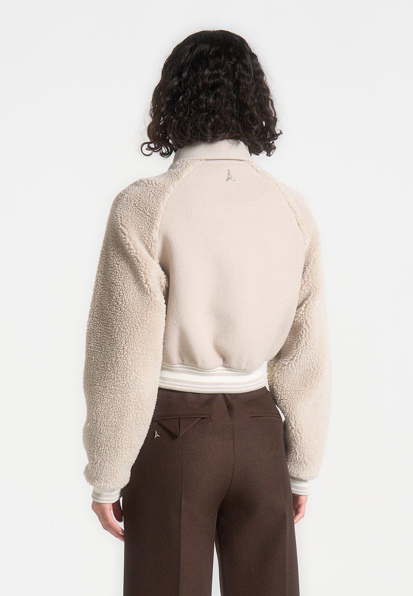Borg Varsity Jacket - Beige Female Product Image