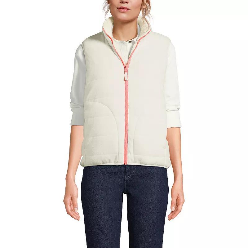 Women's Lands' End Reversible Quilted Fleece Puffer Vest, Size: Small, Deep Brown Product Image