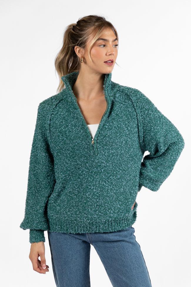 Signature Move Green Fuzzy Quarter Zip Pullover FINAL SALE Product Image