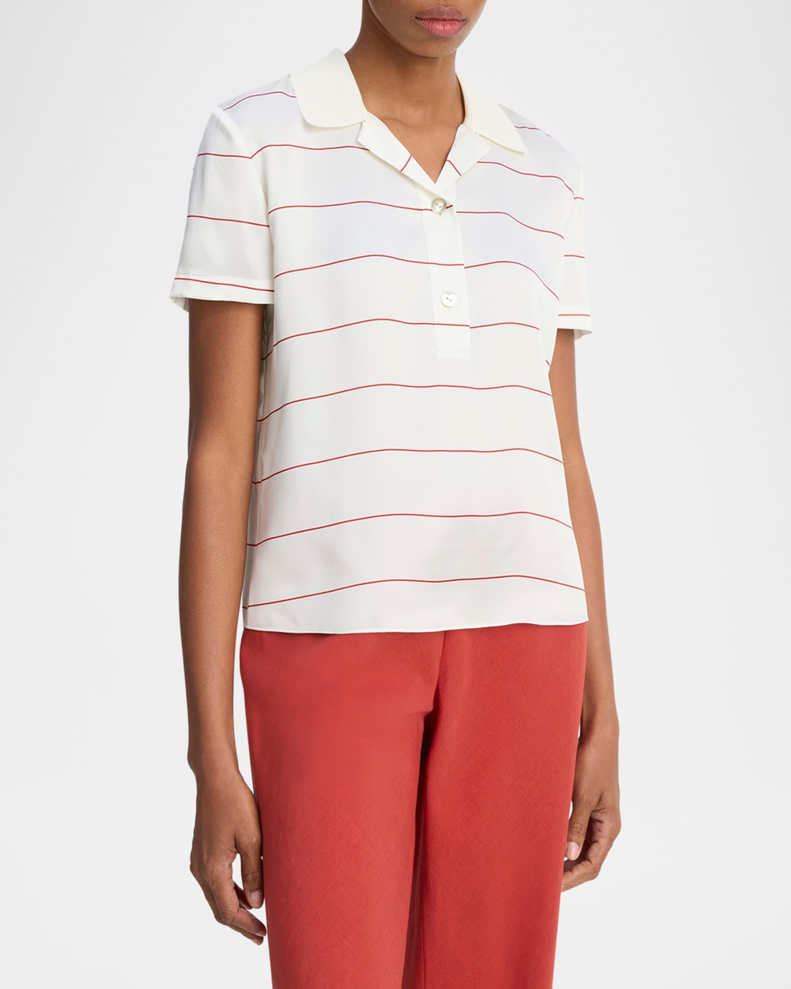 Stripe Knit Collar Polo Shirt Product Image