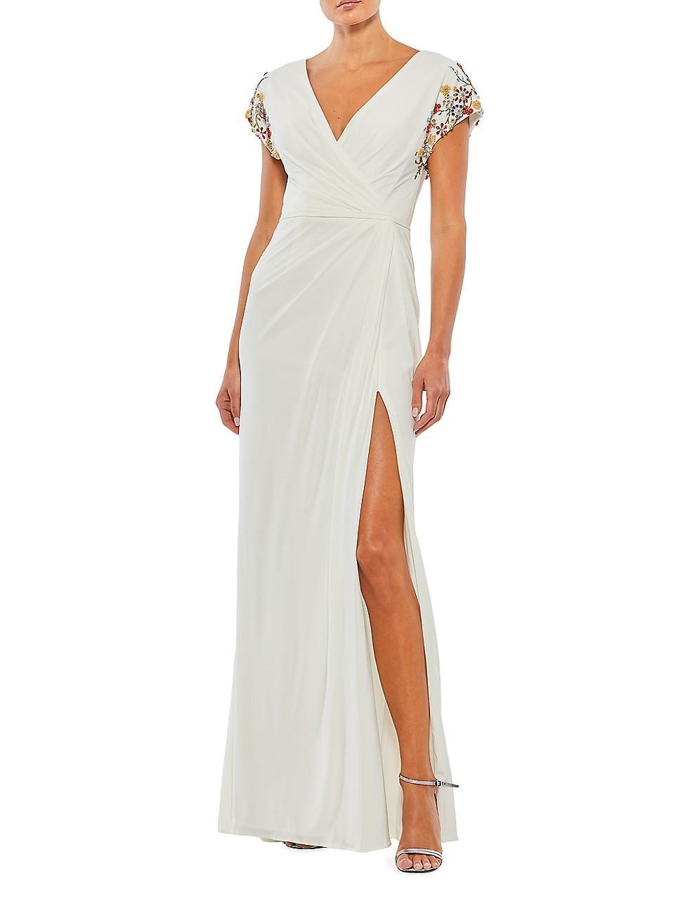 Womens Embellished Wrap Gown Product Image