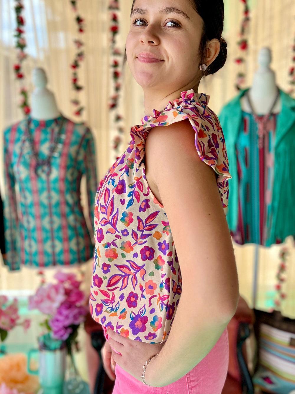 Plus Fluttered & Floral Top Product Image