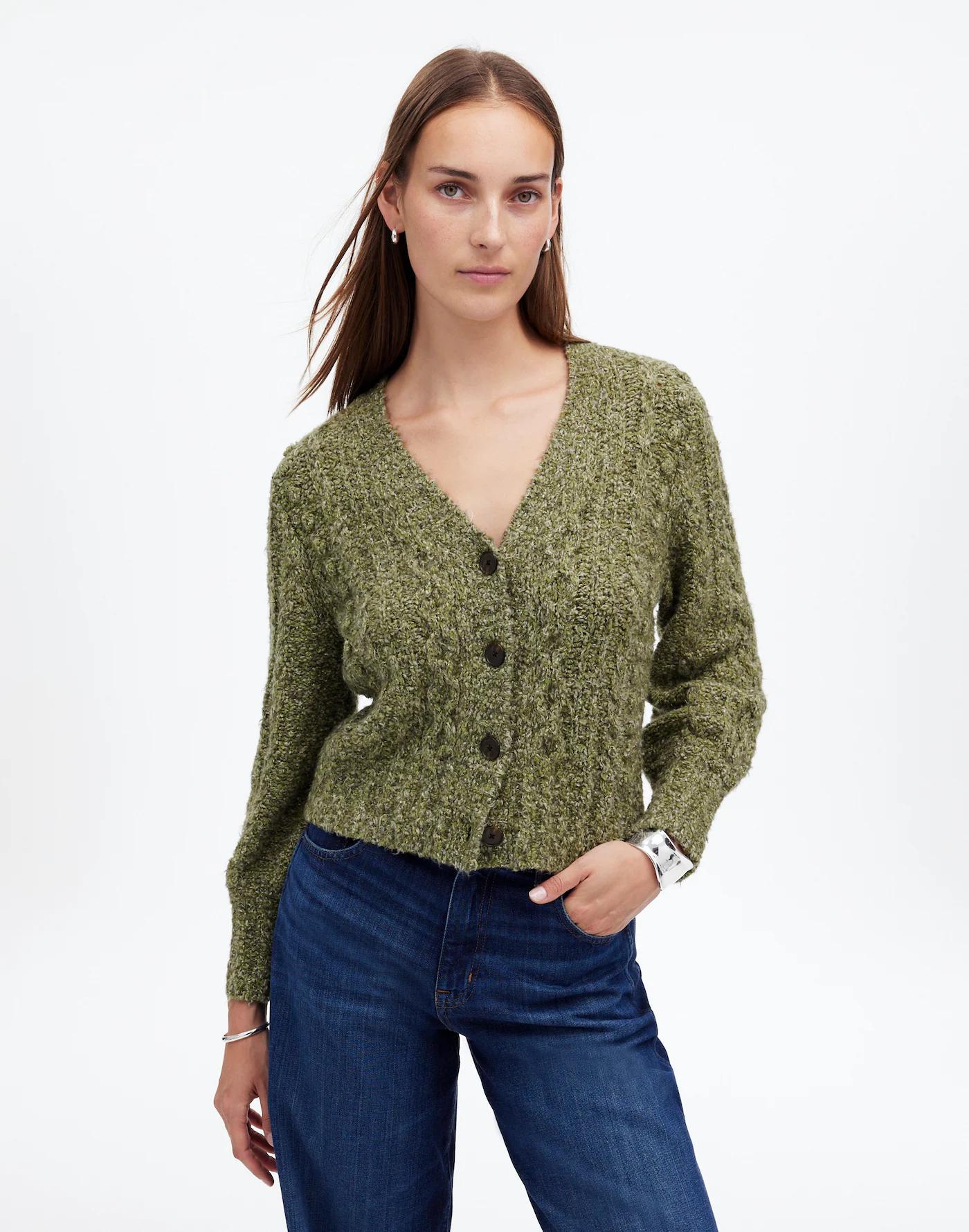 Cable V-Neck Cardigan Product Image