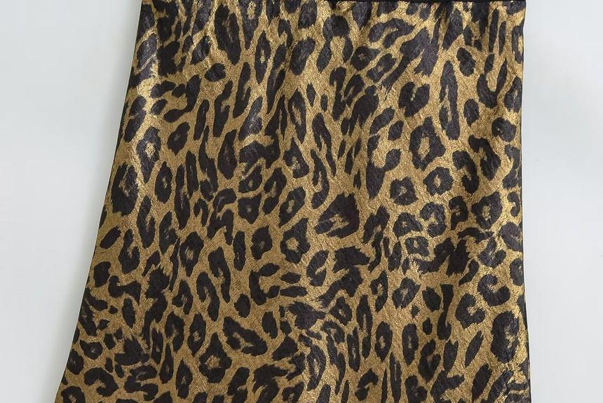High Rise Leopard Print Mini A-Line Skirt Product Image