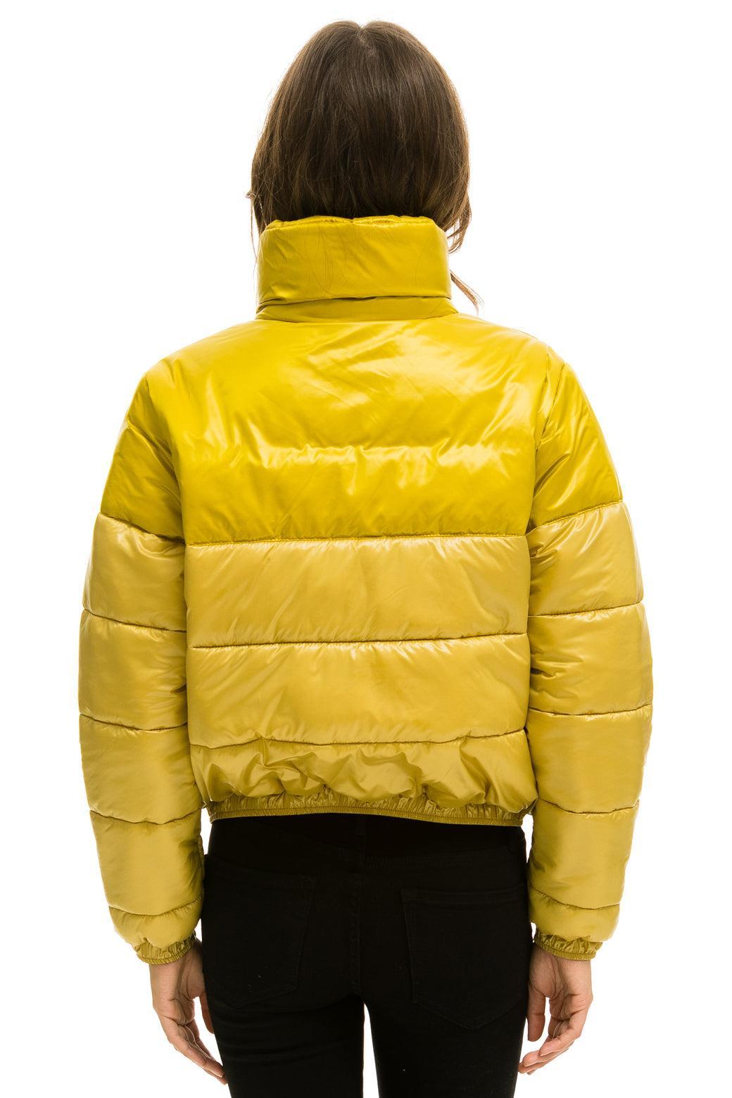 COLOR BLOCK HALF AND HALF APRES PUFFER JACKET - HONEY GLOSSY Female Product Image