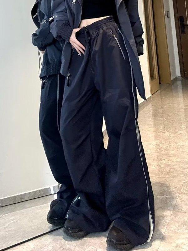 Vintage Side Zipper Parachute Wide Leg Pants Product Image