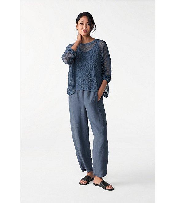 Eileen Fisher Organic Linen Silk Twill Pleated Ankle Pants Product Image