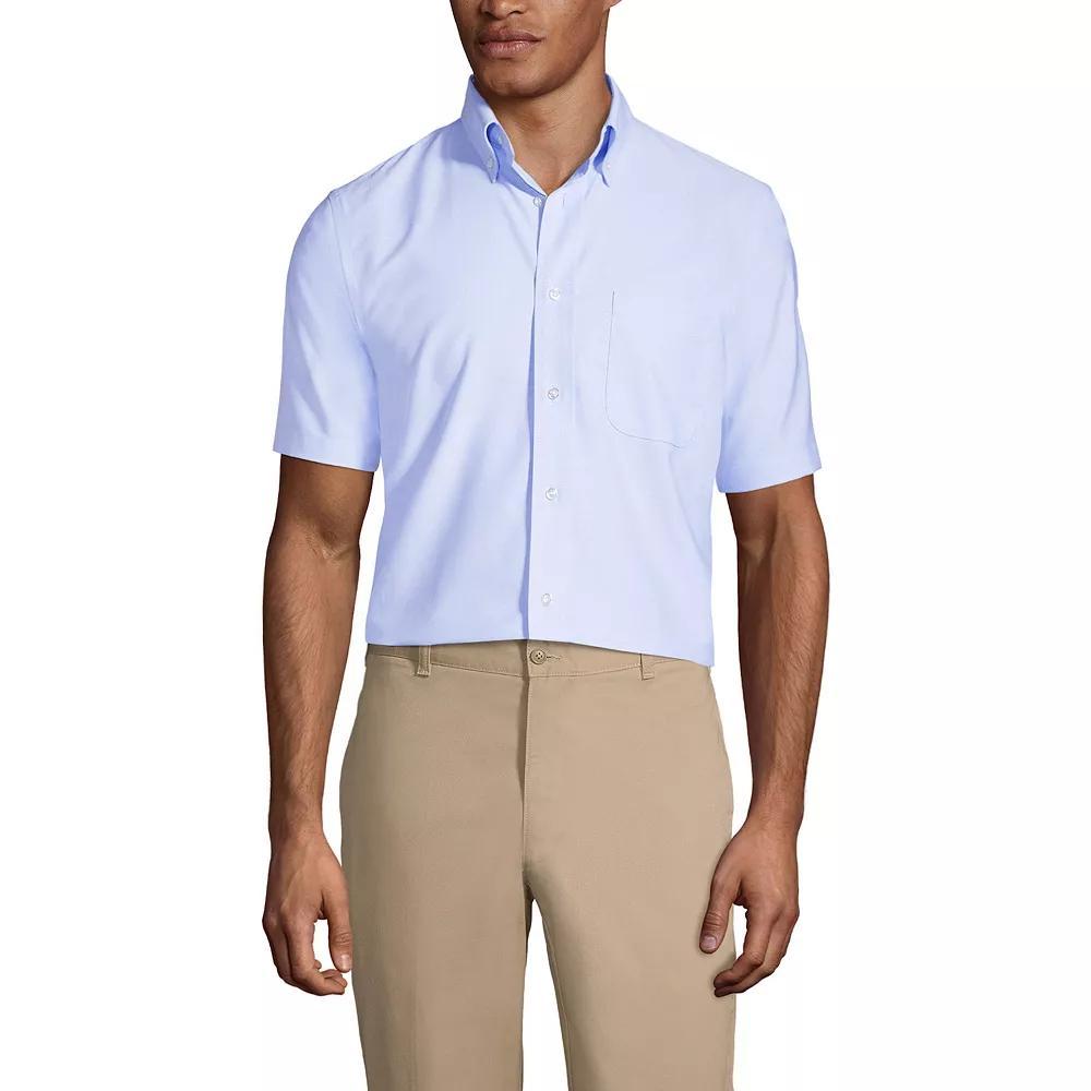 Men's Lands' End School Uniform Short Sleeve Oxford Dress Shirt, Size: Small, Blue Product Image