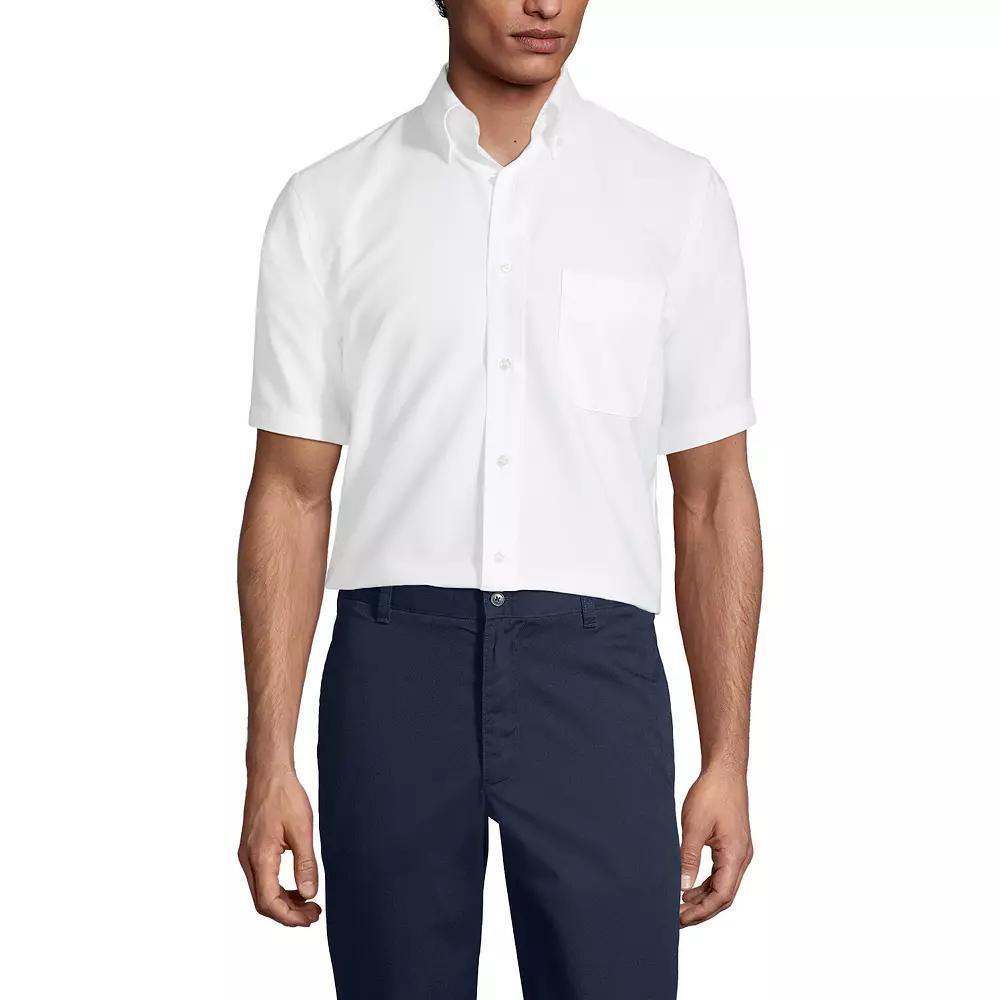 Men's Lands' End School Uniform Short Sleeve Oxford Dress Shirt, Size: Small, Blue Product Image