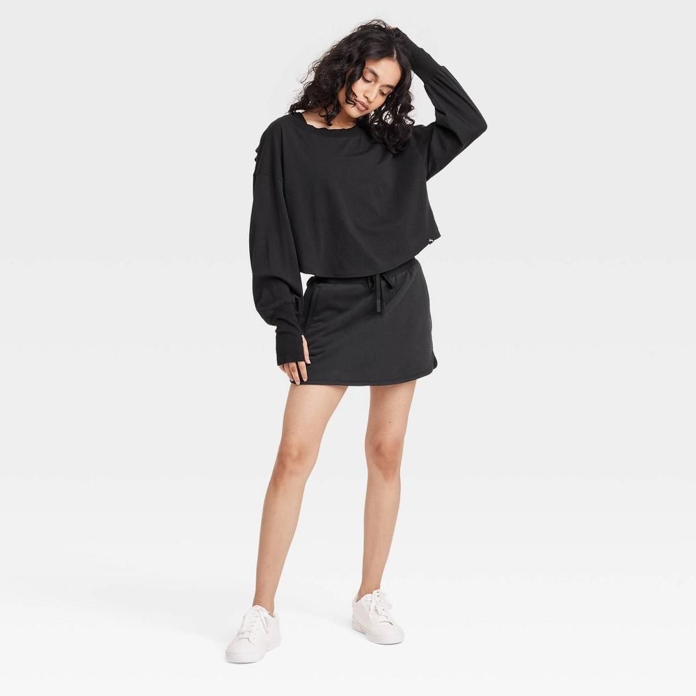 Womens Cross Back Long Sleeve Top - JoyLab Black XL Product Image