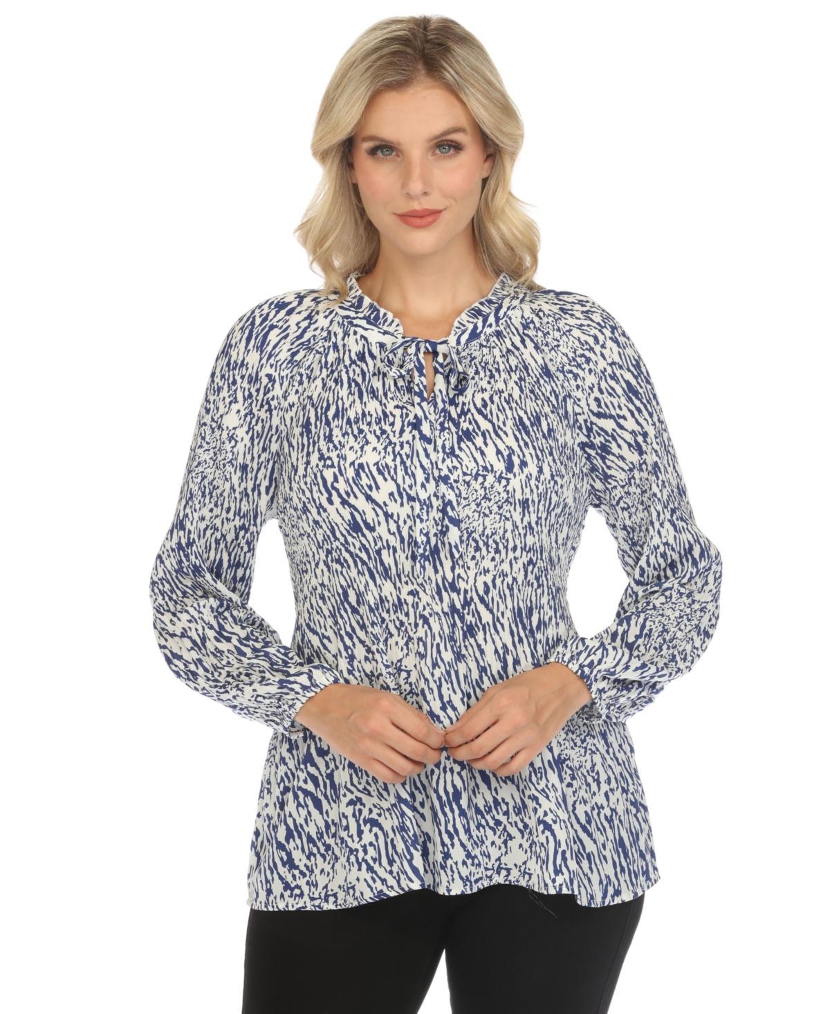 White Mark Womens Printed Peasant Blouse Product Image