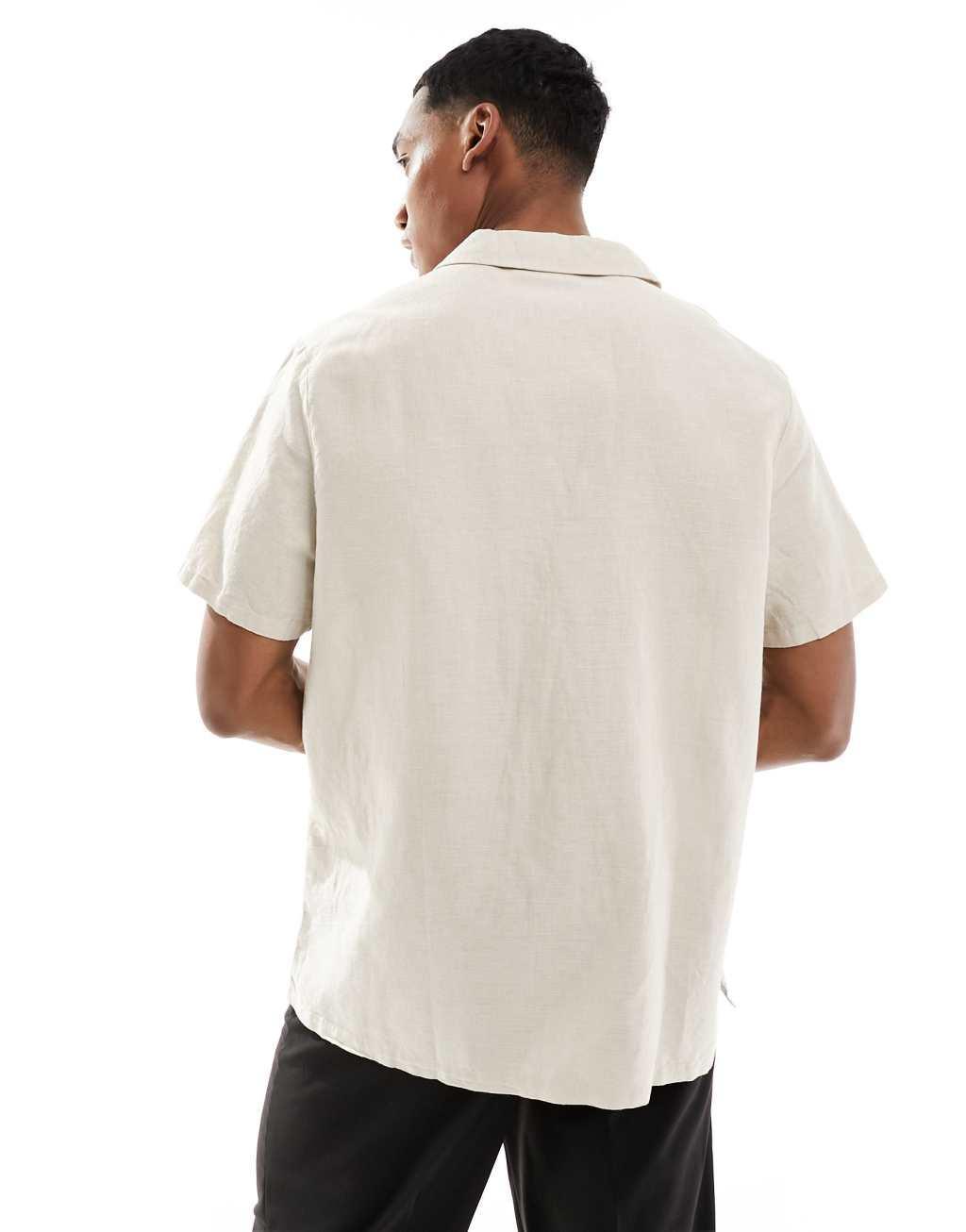 ASOS DESIGN relaxed deep camp collar linen blend shirt Product Image