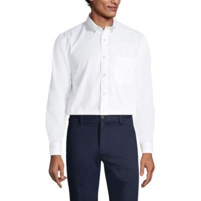 Lands End Mens Tailored Fit No Iron Solid Supima Cotton Oxford Dress Shirt Product Image