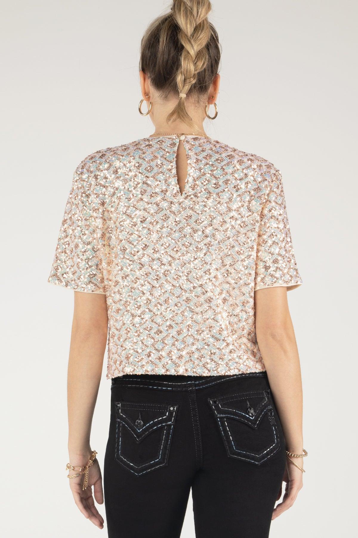 Geometric Sequin Top Product Image
