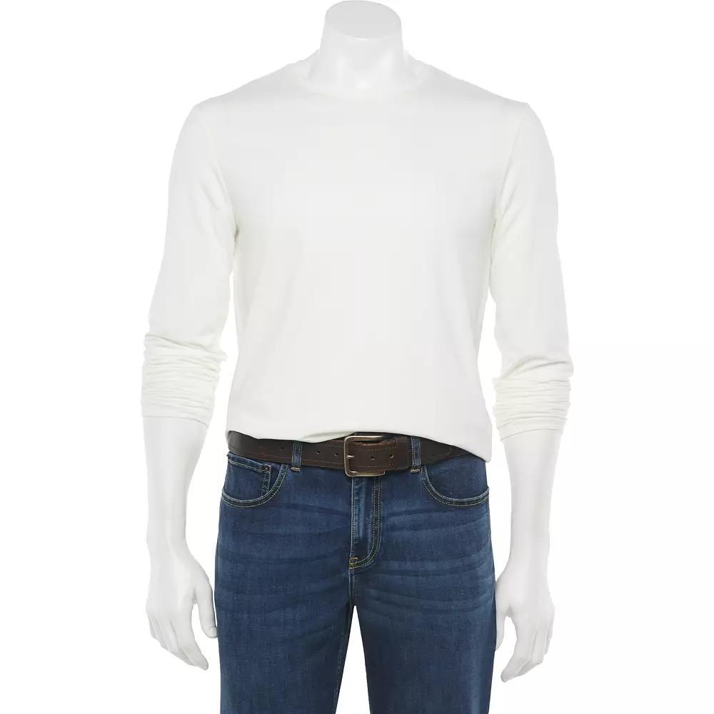 Men's Apt. 9® Premier Flex Long Sleeve Crewneck Tee, Size: Medium, Modern White Product Image