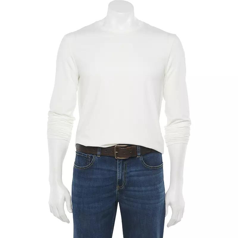 Men's Apt. 9® Premier Flex Long Sleeve Crewneck Tee, Size: Medium, Modern White Product Image