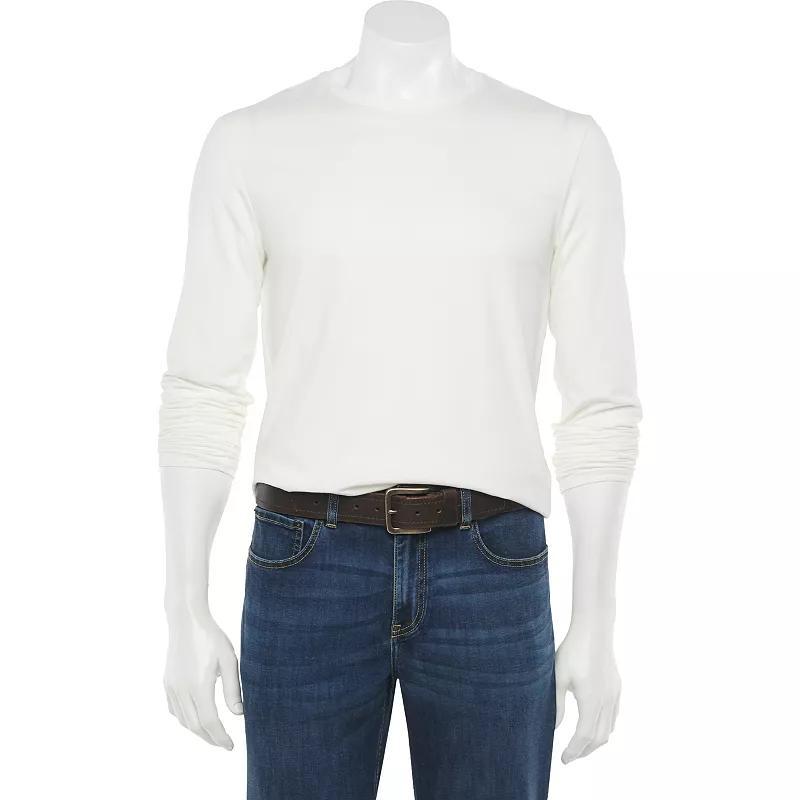 Men's Apt. 9® Premier Flex Long Sleeve Crewneck Tee, Size: Medium, Modern White Product Image