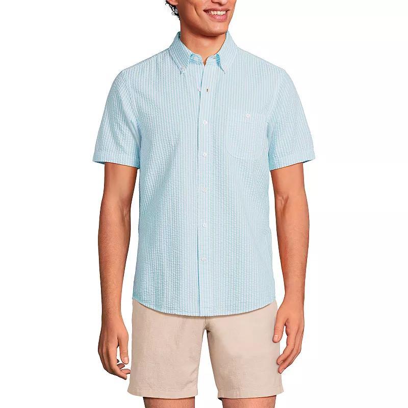 Mens Lands End Button-Down Seersucker Shirt Product Image