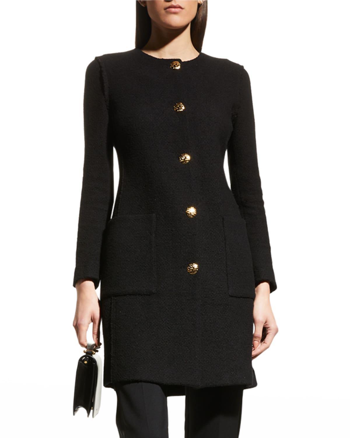 Compact-Knit Boucle Patch-Pocket Jacket Product Image
