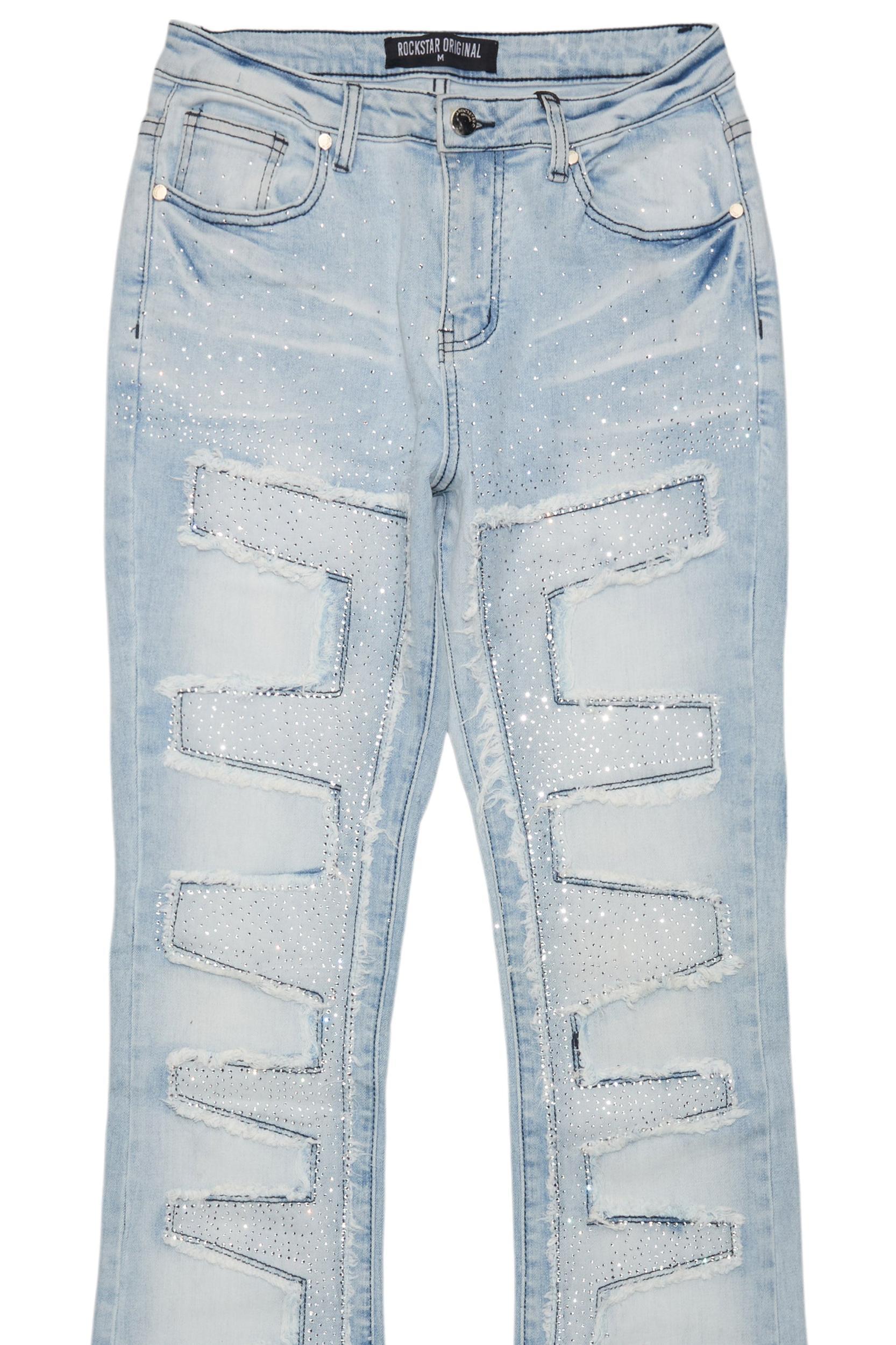 Zariyah Rhinestone Light Wash Stacked Flare Jean Female Product Image