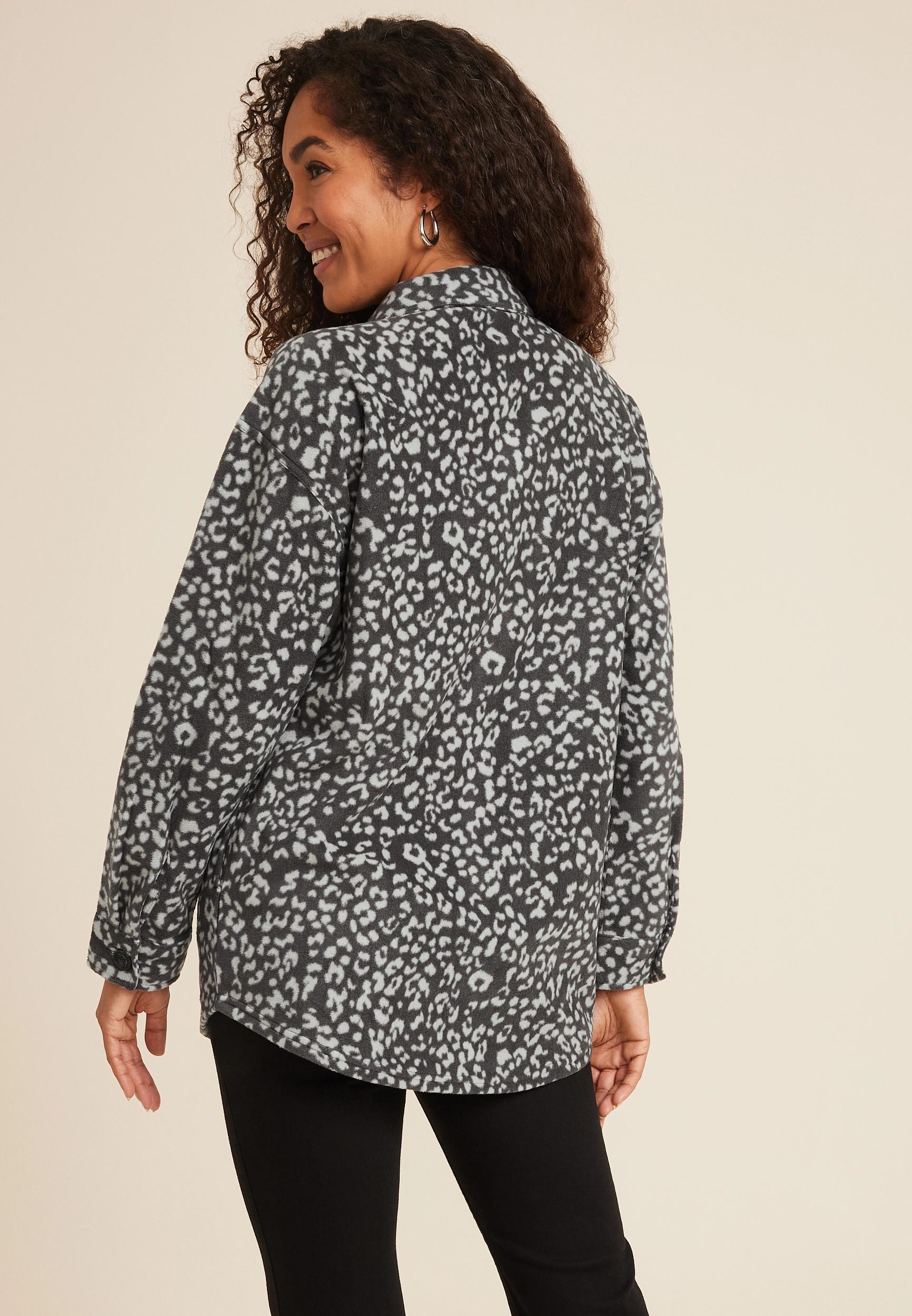 Maurices Womens Wilder Fleece Shacket Gray Size Medium Product Image