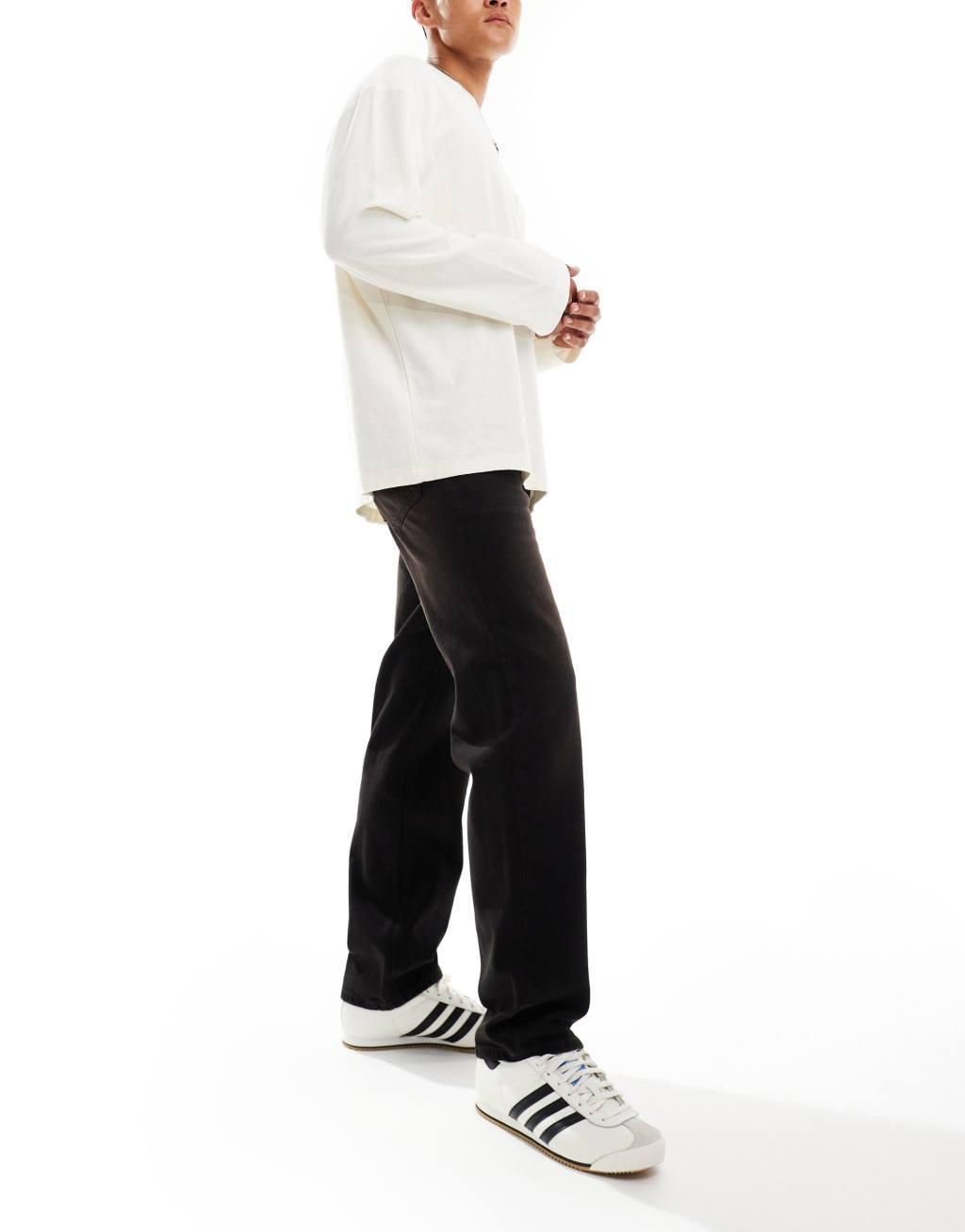 ASOS DESIGN straight leg jeans with brown tint in washed black Product Image