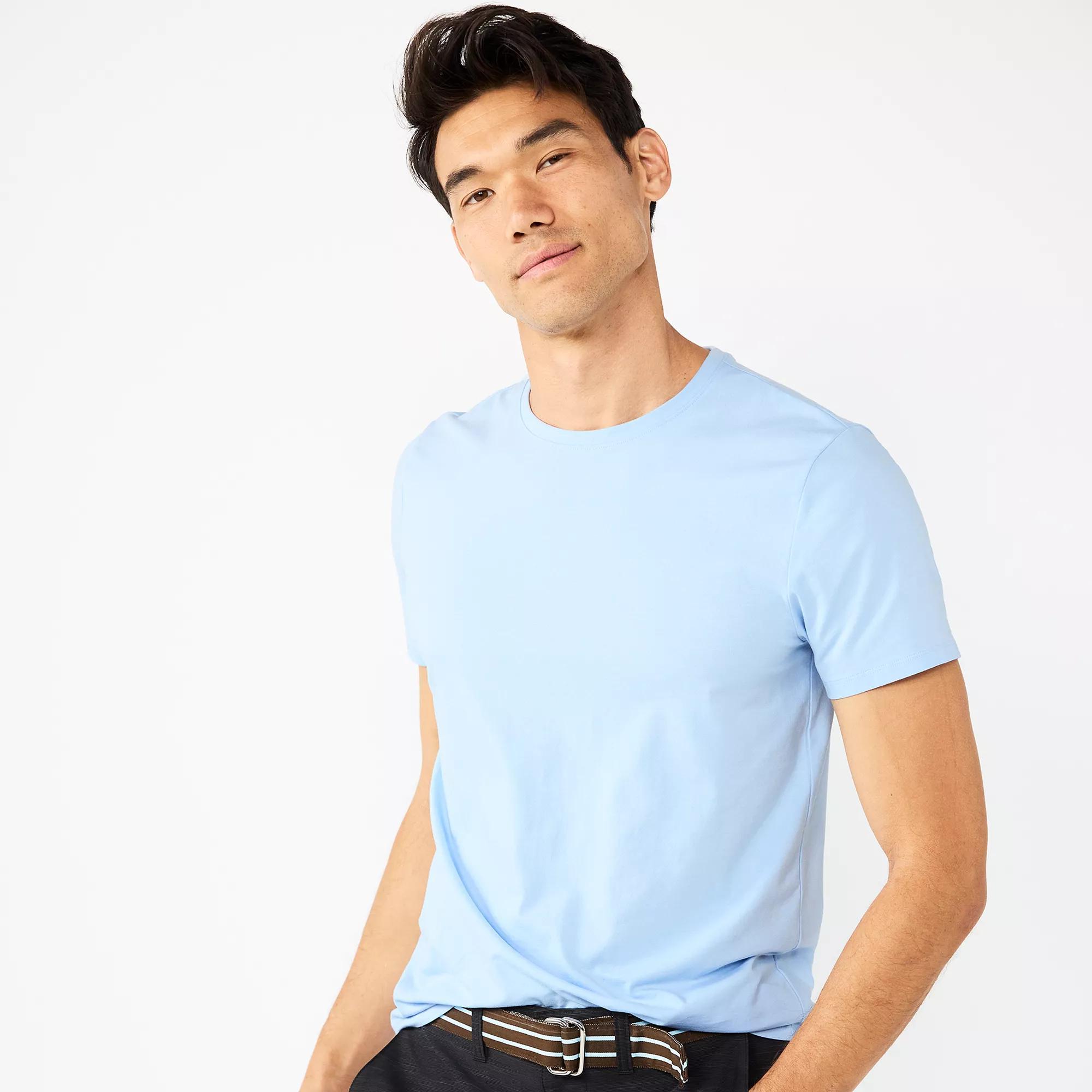 Men's Apt. 9® Premier Flex Short Sleeve Crewneck Tee, Size: Large, Frost Wind Product Image