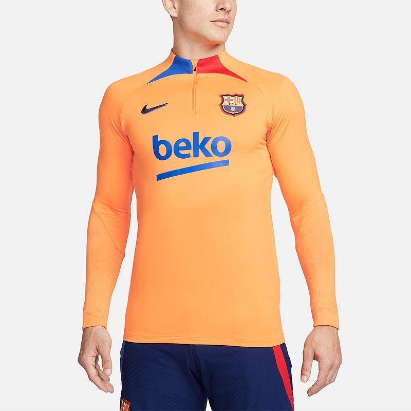 Men's Nike Orange Barcelona 2021/22 Strike Drill Raglan Quarter-Zip Long Sleeve Top, Size: Medium, Bar Orange Product Image