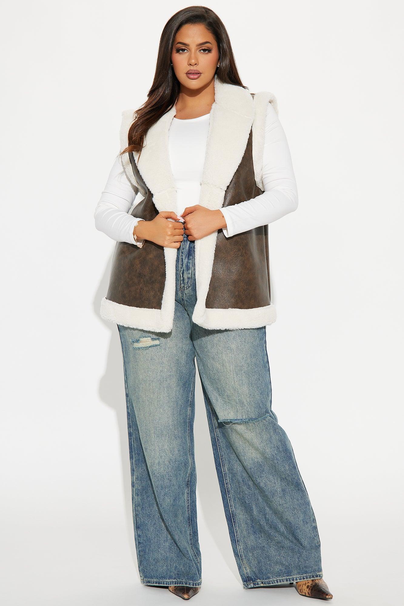 Ericka Shearling Vest - Brown Product Image