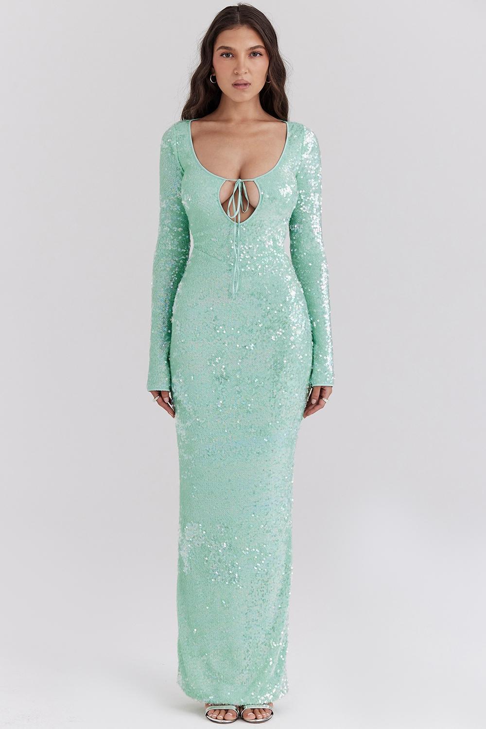 Titania Seafoam Sequin Maxi Gown Product Image