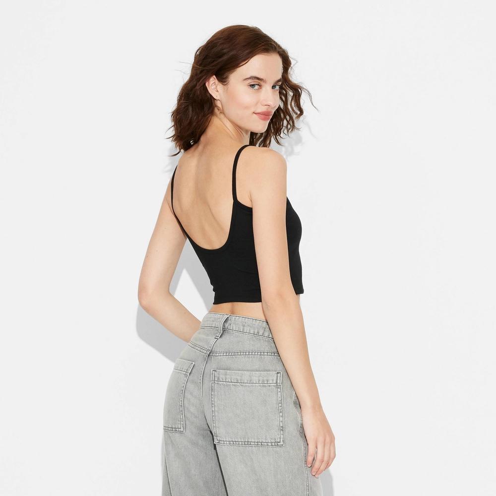 Womens Scoop Back Cami - Wild Fable Black S: Cotton-Spandex Blend, Extra Lightweight, Pullover, Full Lining, Machine Washable Product Image
