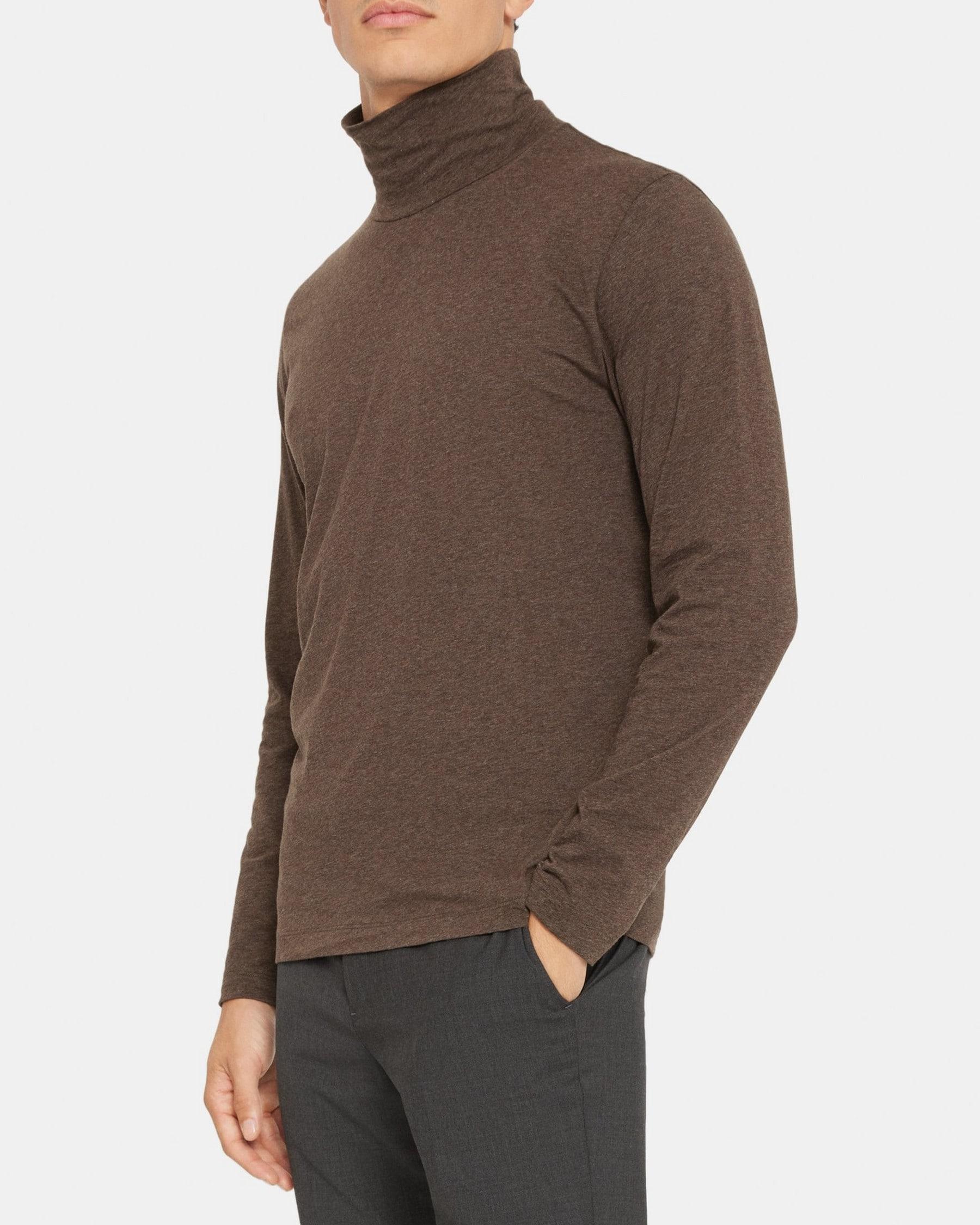 Turtleneck Long-Sleeve Tee in Ribbed Pima Cotton Product Image