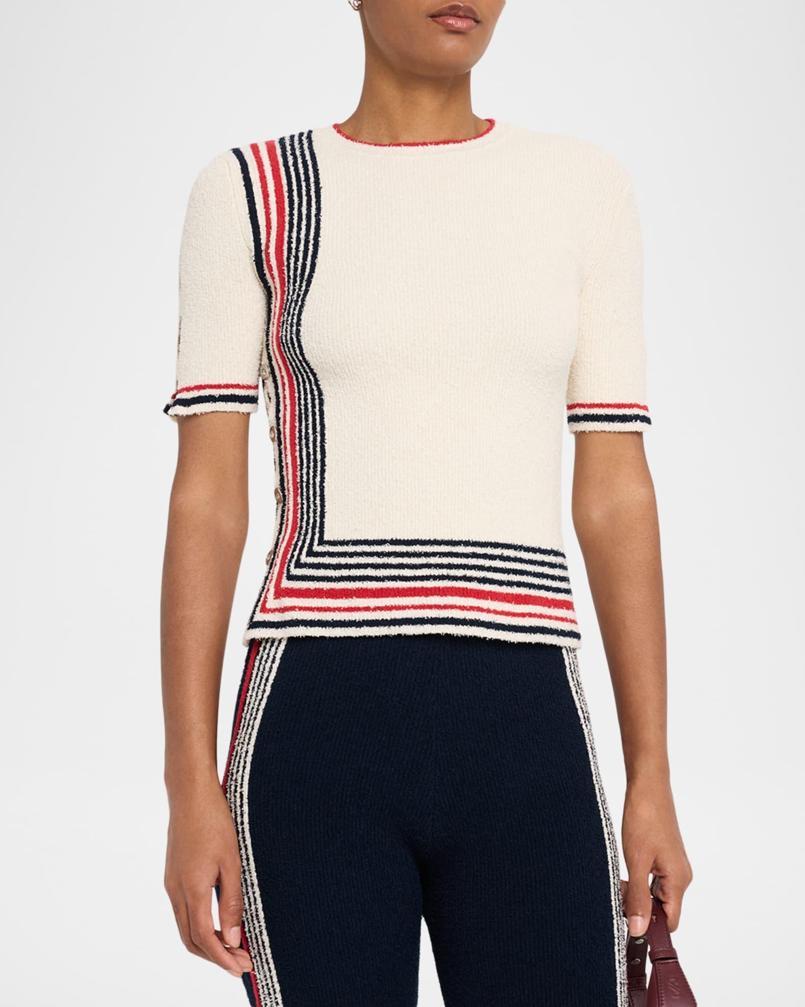Short-Sleeve Button-Side Rib Sweater Product Image