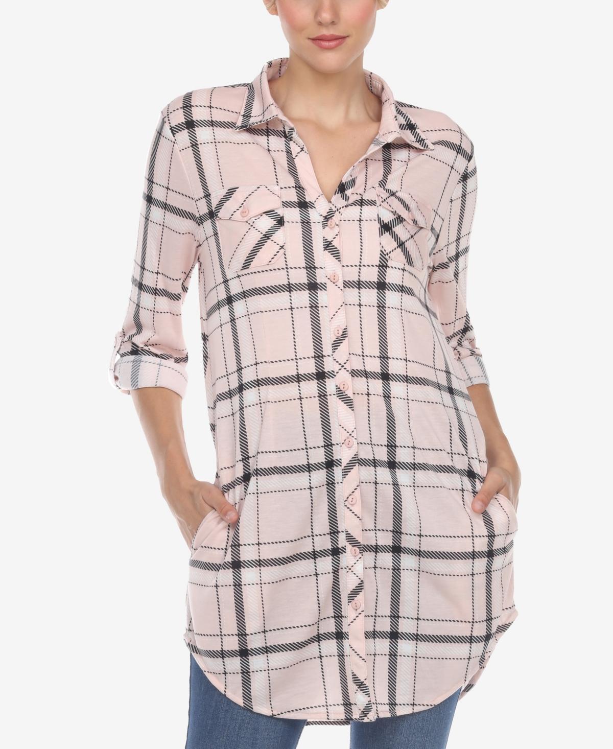 White Mark Womens Plaid Tunic Top Shirt Product Image