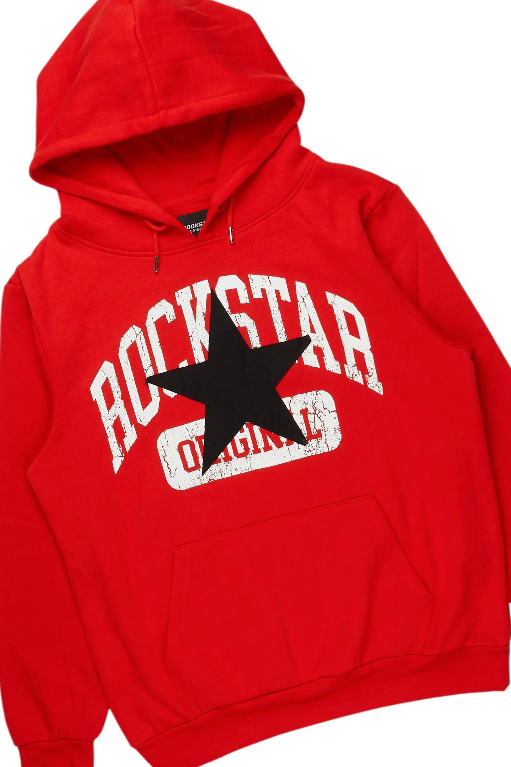 Mallor Red Baggy Stacked Hoodie Track Set Male Product Image
