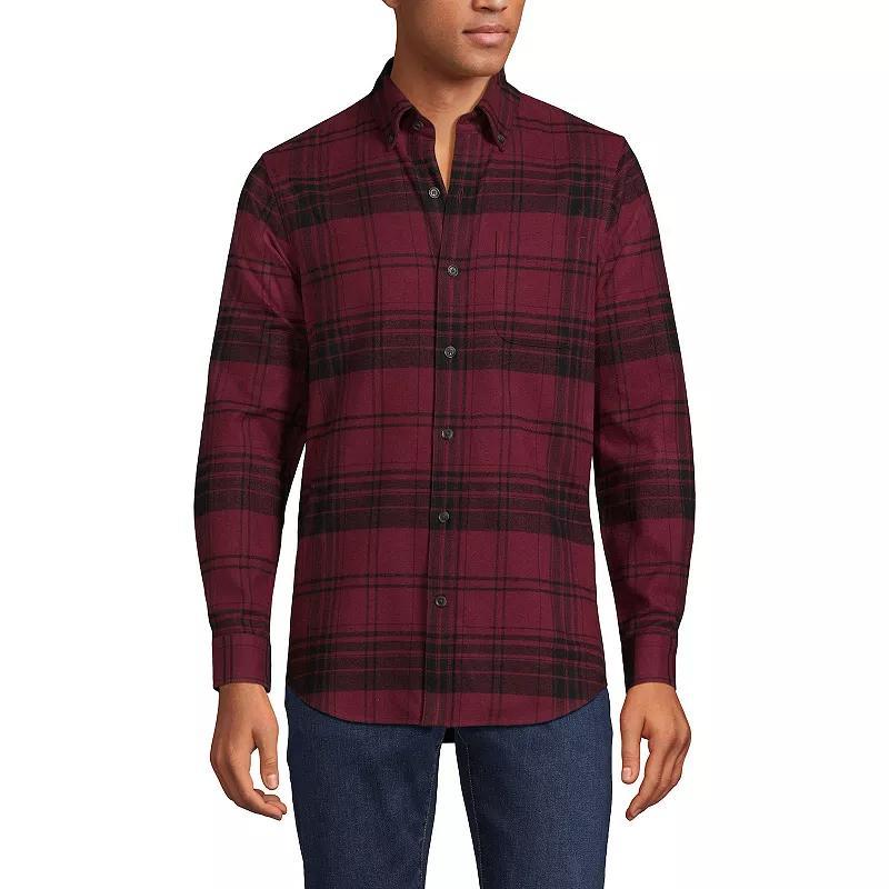 Men's Lands' End Traditional-Fit Flagship Flannel Shirt, Size: XL, Navy Green Plaid Product Image