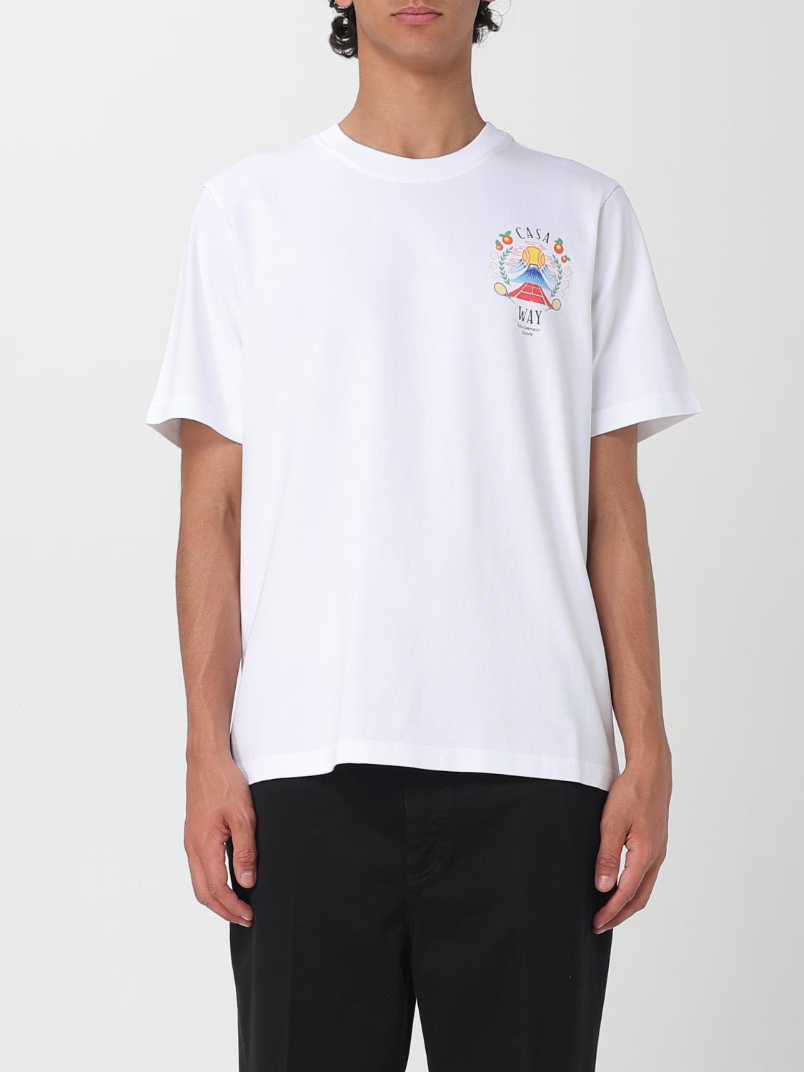 CASABLANCA T-shirt Girocollo Con Logo Sul Fronte In Cotone Bianca Uomo In Neutral Product Image