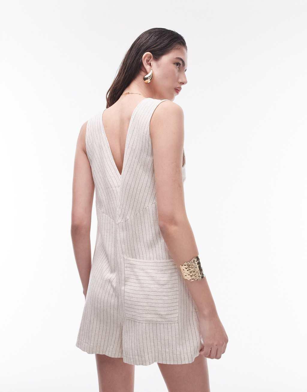 Topshop v neck button down knotted strap jumpsuit Product Image