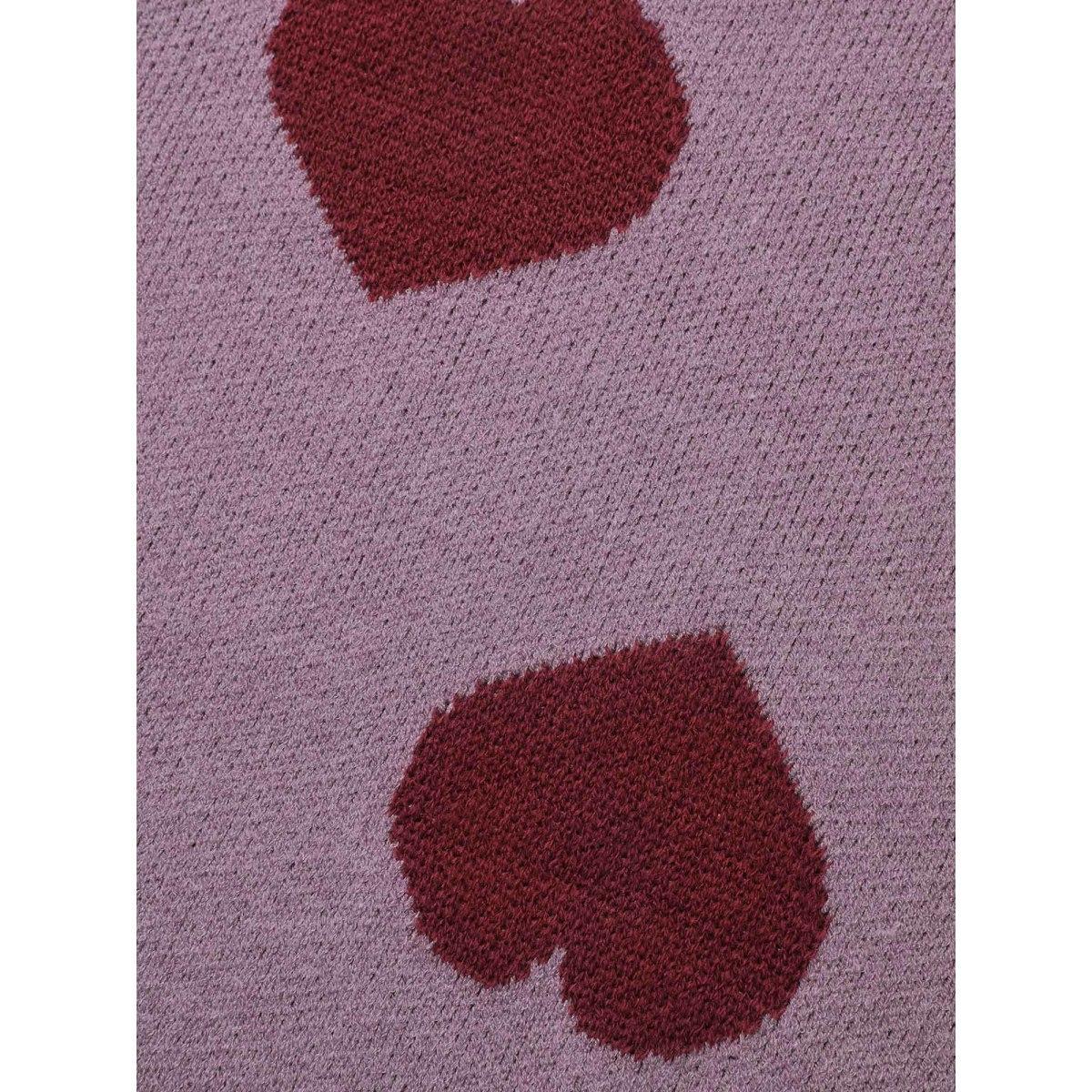Plus Size Round Neck Contrast Heart Jacquard Pullover Lilac Women Casual Loose Long Sleeve Round Neck Everyday Pullovers BloomChic 14-16/1X Product Image